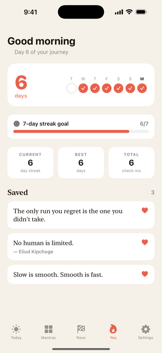 Streaks and saved mantras